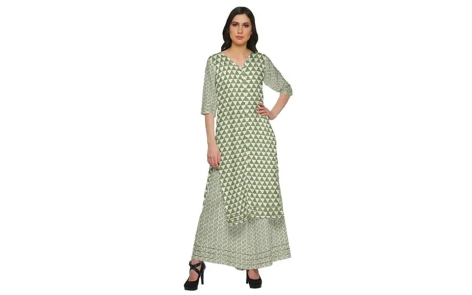Moomaya V Neck Kurta With Loose Palazzo Set For Women Printed Ethnic Clothing