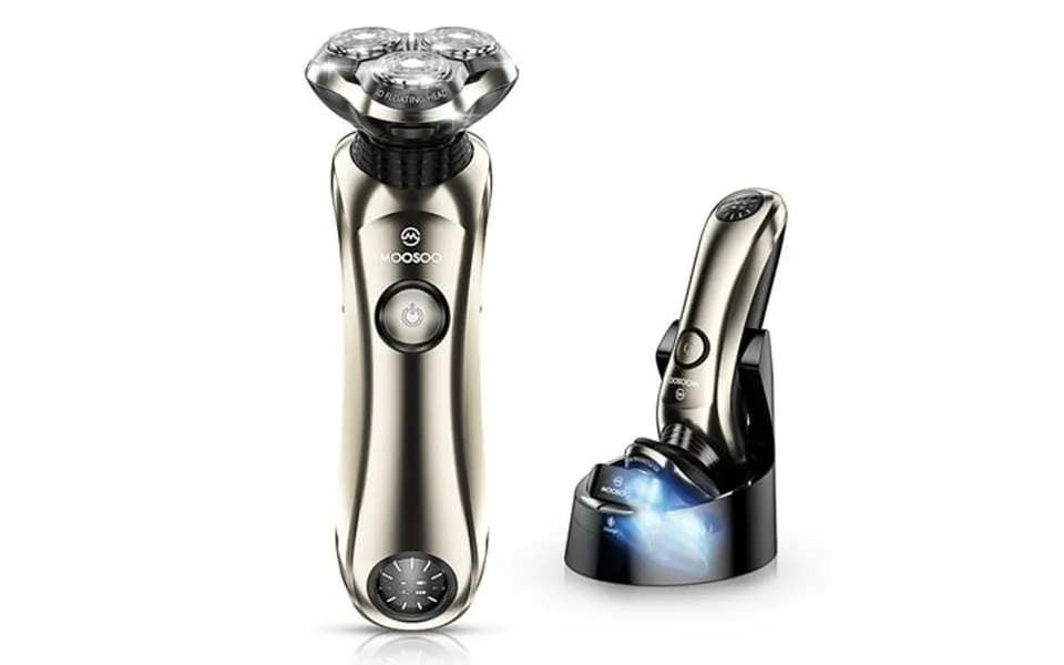 Moosoo Electric Shaver With Clean Station Wet Dry Electric Razors For Men Shaver With Pop-up Trimmer