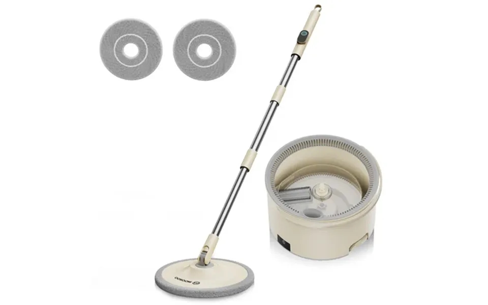 Moosoo Electric Spin Mop And Bucket Set For Floors One-click Self-cleaning And Drying Adjustable Handle With Microfiber