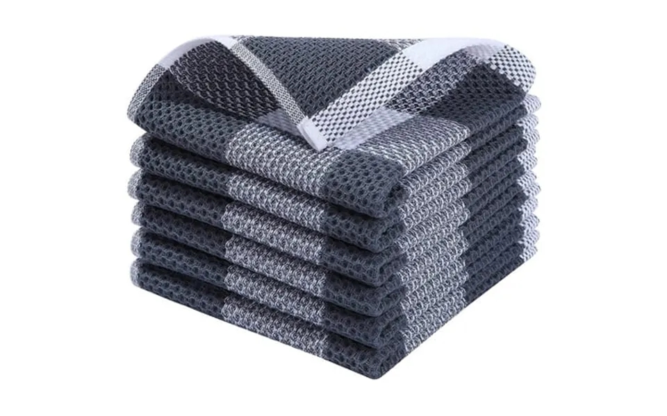 Mordimy 100% Cotton Waffle Weave Check Plaid Dish Cloths 6-pack Super Soft And Absorbent Dish Rags Dish Cloths For Washi