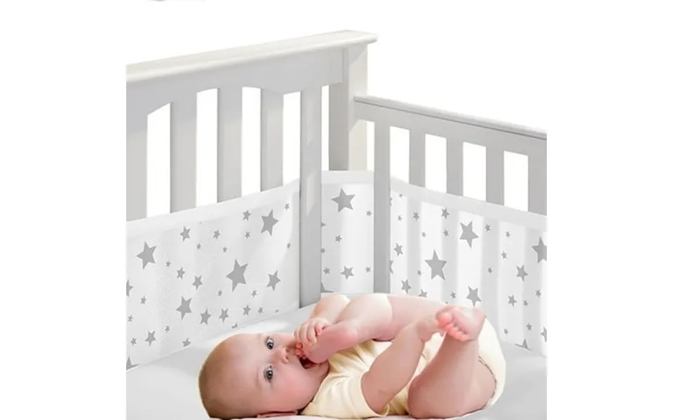 Morfone Breathable Mesh Crib Liner Baby And Infant For Full-size Cribs Classic 3mm Mesh Starlight White Size 4fs Covers