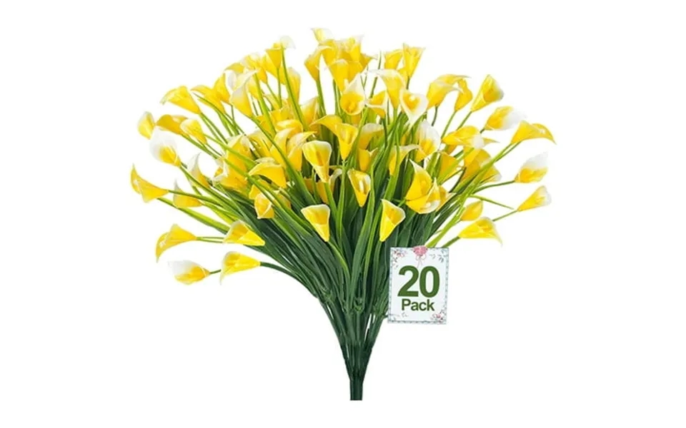 Morttic 20 Bundles Calla Lily Artificial Flower Plants Outdoor Decoration Uv Resistant Faux Fake Plants Plastic Spring F