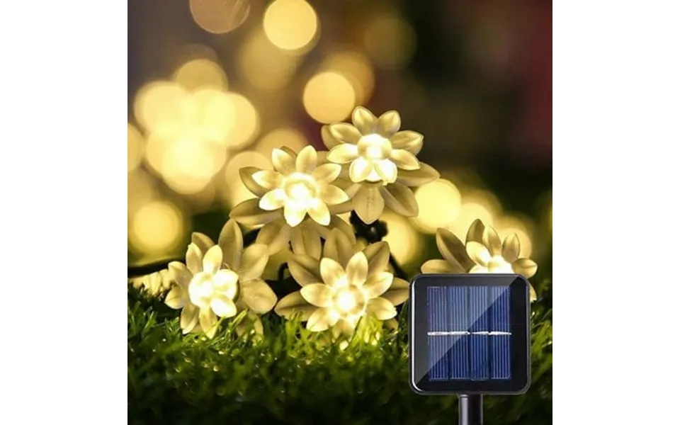 Morttic 7m 50leds Solar Powered Lotus Flower Fairy Twinkle String Lights For Outdoor Garden Christmas Decoration 2 Pack-