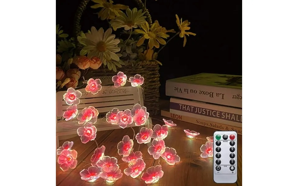 Morttic Cherry Blossom Flower String Lights 30 Leds 10ft Fairy Light Battery Powered String Lights Christmas Decorative