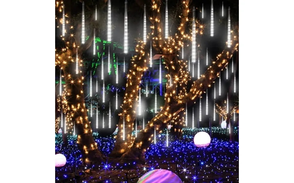 Morttic Christmas Outdoor String Lights 8 Tube 192 Leds 11.8 Inch Meteor Shower Rain Plug In Waterproof Waterfall Raindr