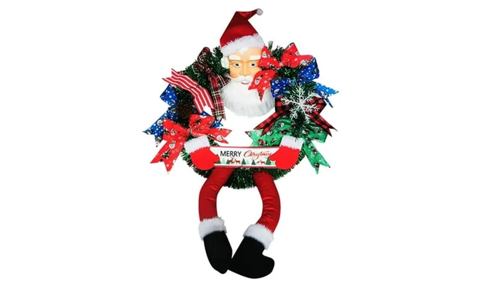 Morttic Christmas Wreath With Santa Claus Legs Front Door Decorations Diy Artificial Garland Handcrafted Wall Hanging We