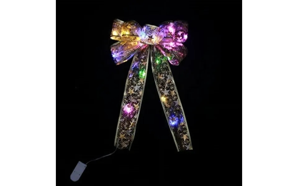 Morttic Glowing Christmas Bow Hanging Pendant Bowknot Tree Topper Light Up Bow Hanging Battery Powered String Light For
