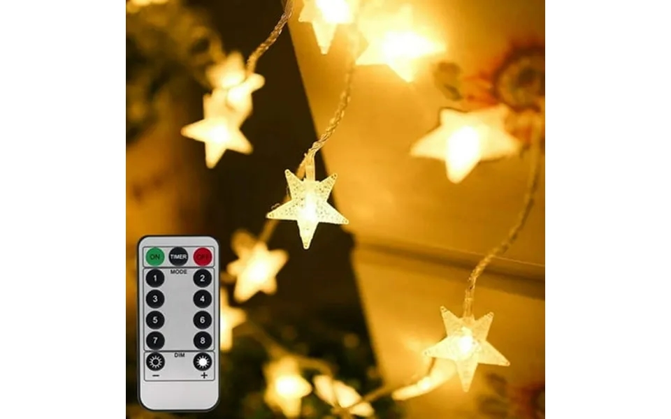 Morttic Star String Lights Battery Operated 20 Led 10 Ft Star Fairy String Lights With Remote Control For Home Party Chr