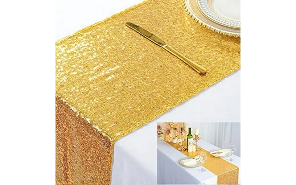 Morttic12 X 72 Sequin Table Top Runner Wedding Party Banquet Catering Sparkly Tablecloth Decorations Gold