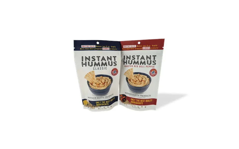 Mother Earth Products Instant Hummus Mix Classic And Roasted Red Bell Pepper High Fiber 2-pack 5 Oz
