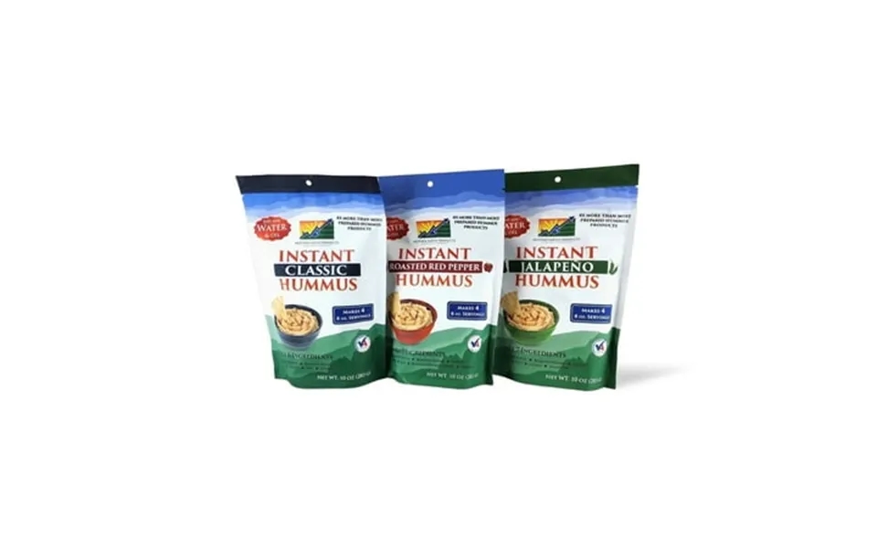 Mother Earth Products Instant Hummus Mix Variety Three-pack 10 Oz Classic Roasted Red Bell Jalapeno