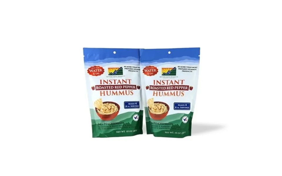 Mother Earth Products Instant Roasted Red Bell Pepper Hummus Mix 10 Oz Twin-pack High Fiber