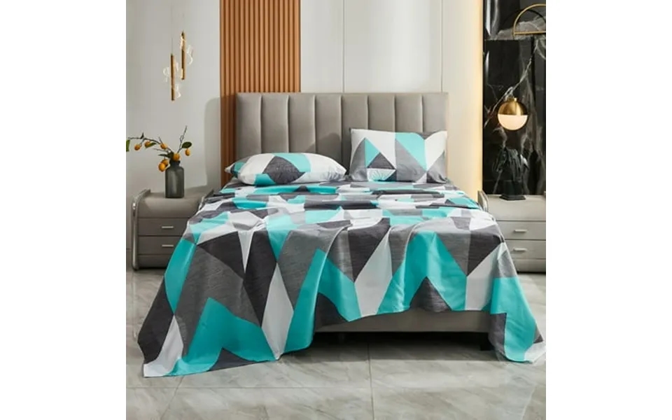 Move Over Twin Sheet Set Marble Geometric Bed Sheet Set Grey Teal Chevron Pattern 100% Microfiber Deep Pocket
