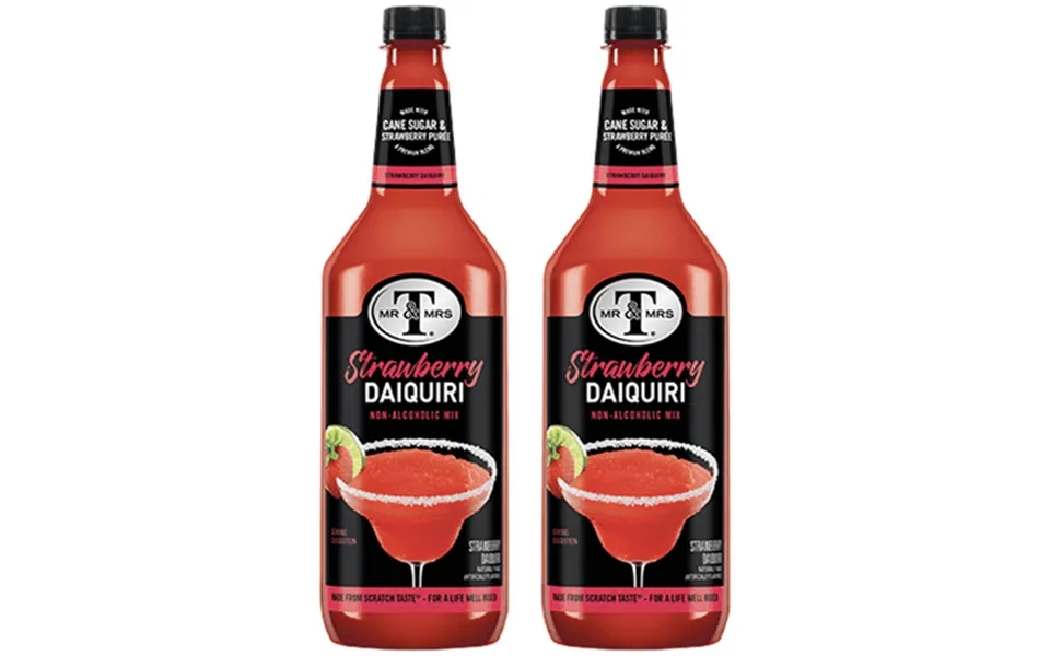 Mr & Mrs T Strawberry Daiquiri 1l Bottle 2 Pack Premium Cocktail Mixer Ready To Use