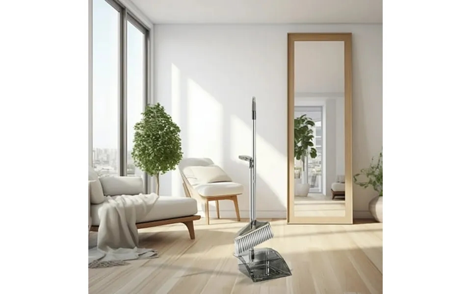 Mtvxesu Transparent Sweeping Set With Dustpan Modern 2-piece Combo For Hair & Debris Cleaning Stainless Steel Handle Pet