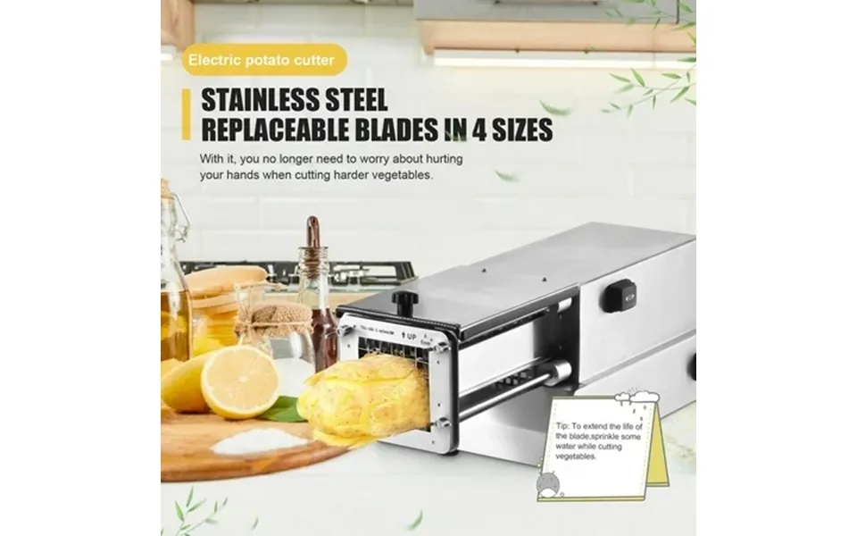 Mulaxen Stainless Steel French Fry Cutter Electric Stainless Steel French Fry Cutter With 3 Cutters Professional Multifu