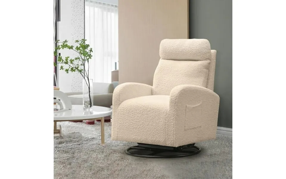 Muumblus Teddy Swivel Glider Rocking Chair For Baby Nursery Indoor Beige