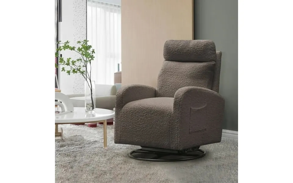 Muumblus Teddy Swivel Glider Rocking Chair For Baby Nursery Indoor Drak Gray