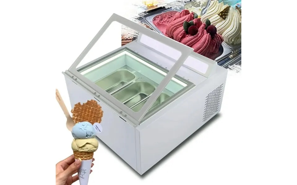 Mvckyi Gelato Display Case 1 3gn Pan Ice Cream Freezer Showcase Cabinet Counter Cycle Refrigeration With Led Lighting Fa