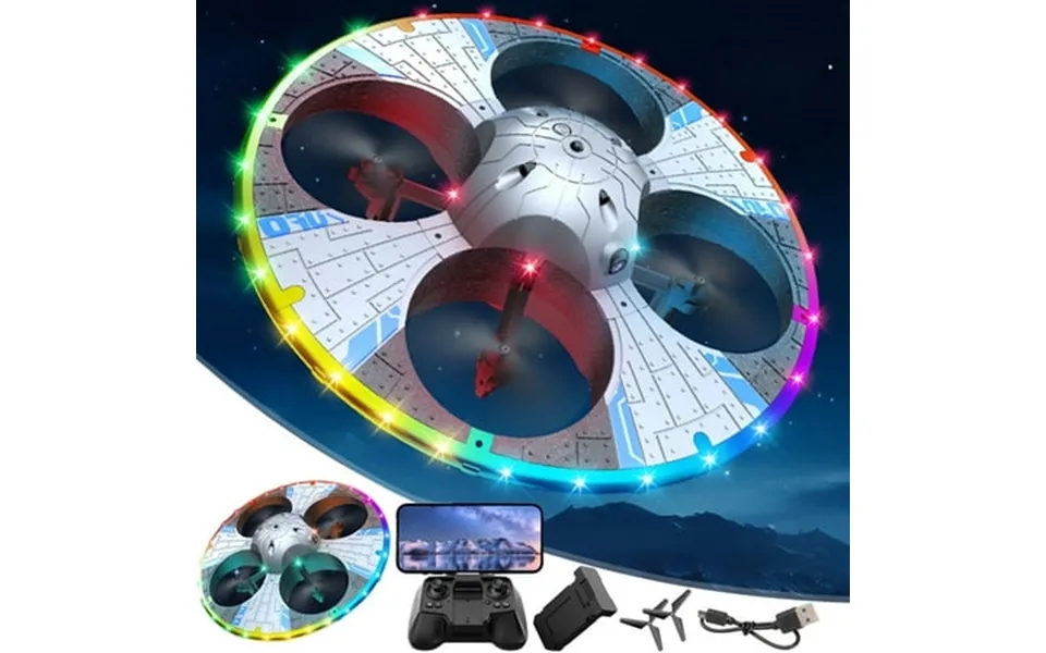 Mxtpov Drone With Variable Led Lights Ufo Shaped Drone With Camera Fpv Drone Intelligent Obstacle Avoidance Altitude Hol