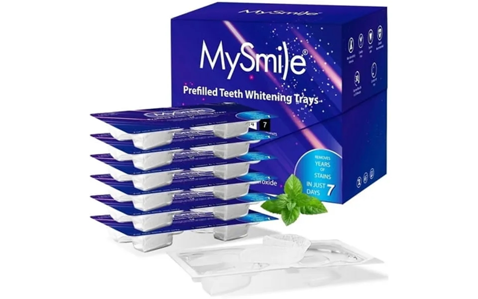 Mysmile 14pc Prefilled Teeth Whitening Trays 12% Hydrogen Peroxide Teeth Whitening Gel Tray Kit Mint Flavor 7 Treatment