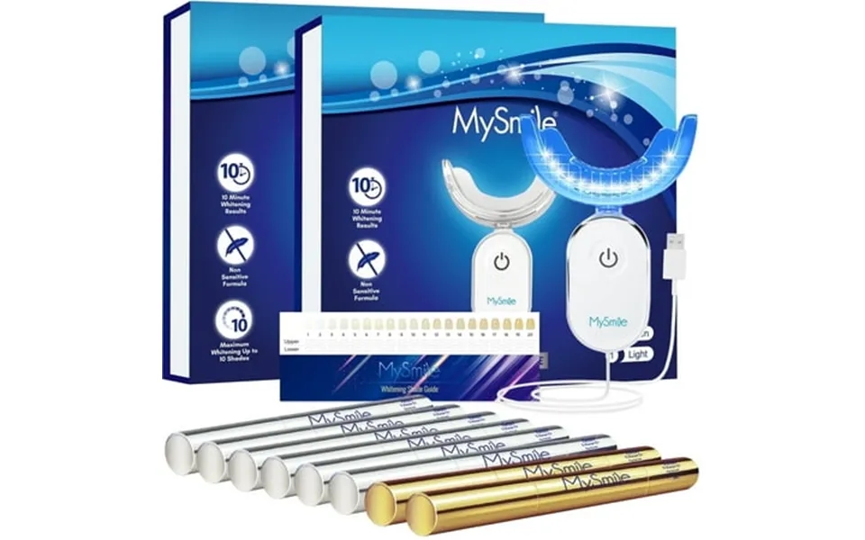 Mysmile 2packs Deluxe Teeth Whitening Kit With 28-led Light 8x Teeth Whitening Pen Whitening Gel Refills 10mins Results
