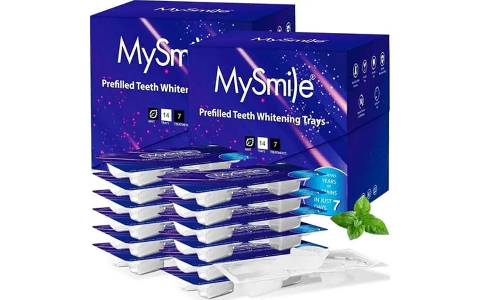 Mysmile Prefilled Teeth Whitening Trays 2packs 28pcs 12% Hydrogen Peroxide Teeth Whitening Gel Tray Kit Mint Flavor 14 T
