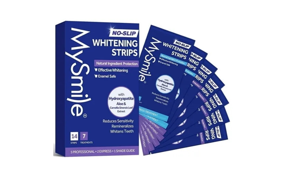 Mysmile Teeth Whitening Strips 14pcs White Strips Hydrogen Peroxide & Hydroxyapatite-infuse Enamel-safe Residue-free Non
