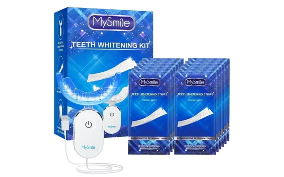 Mysmile Teeth Whitening Strips Kit With 28-led Light 28pcs 8%hp White Strips Non-sensitive Remove 20 Years Of Stains