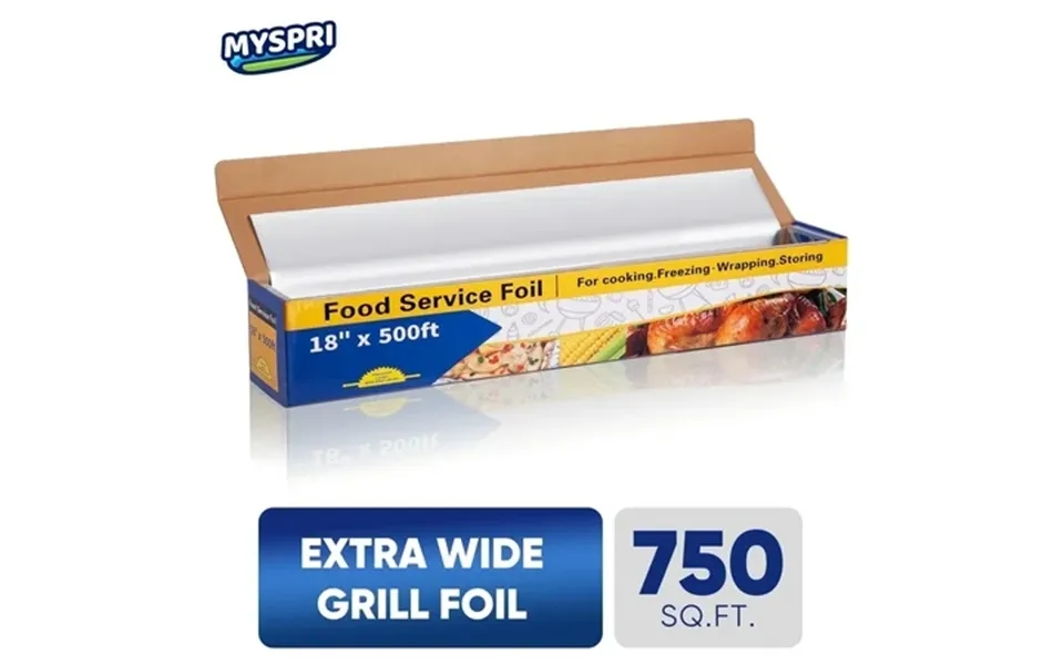 Myspri Aluminum Foil 18 Inch Foil Roll With Serrated Cutter 500 Square Feet