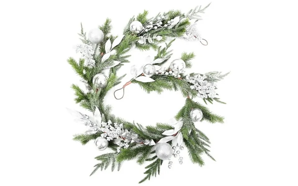 Nafresh 6ft Artificial Christmas Garland 72 Real Touch Norfolk Pine Garland With Silver Berries Balls And Leaves For Fir