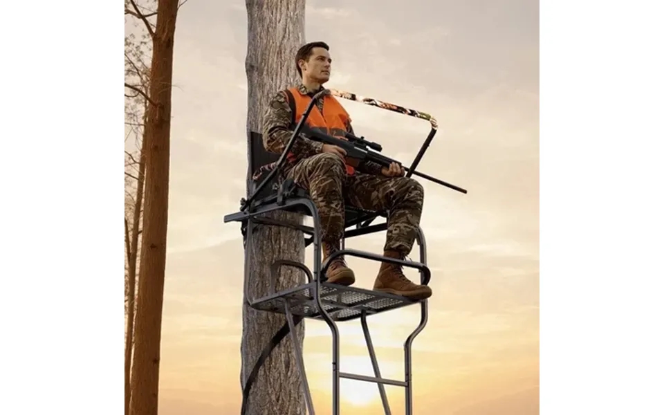 Naipo 18.7ft Hunting Ladder Stand For Deer Hunting With Adjustable Shooting Rail Wide Seat Hunting Stand 350lbs Capacity
