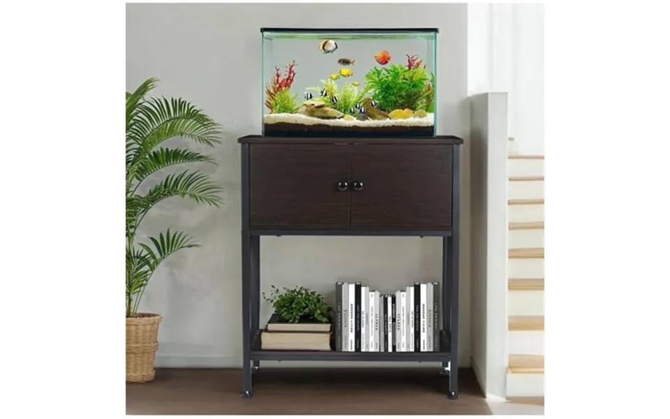 Naipo 20-29 Gallon Metal Fish Tank Stand With Cabinet Heavy Duty Aquarium Stand Turtle Tank Reptile Terrarium 500lbs Cap