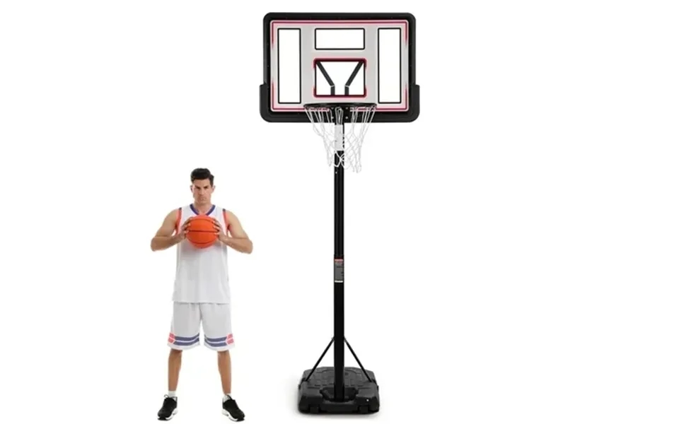 Naipo 44in Basketball Hoop Adjustable Height 6.56ft-10ft Goal Durable Outdoor Portable Basketball System For All Age Ran