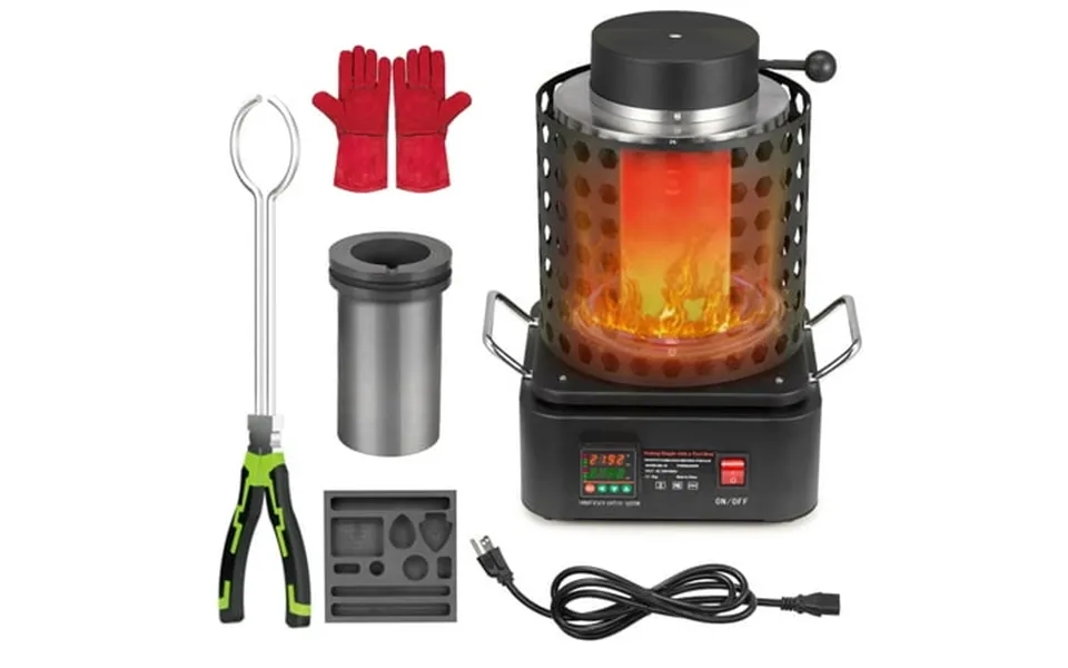 Naipo 5kg Smelting Furnace Kit 1200 C 2192 F 2500w Automatic Electronic Metal Furnace With Graphite Crucible And Ingot M