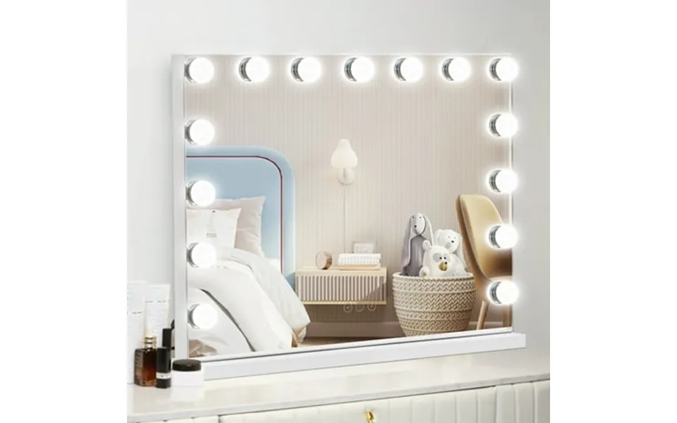 Naipo Hollywood Vanity Mirror With Lights 23 X 18 Large Led Makeup Mirror With 15 Bulbs Led 3 Color Modes & Usb Charging