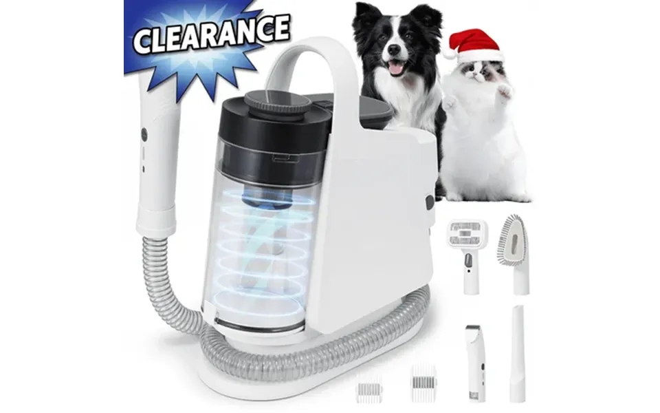 Naipo Pet Grooming Vaccum Kit 5 In 1 Groom Kit For Dog Cat With 6 Tools 2l Large Dust Bin 3 Sunction Modes White