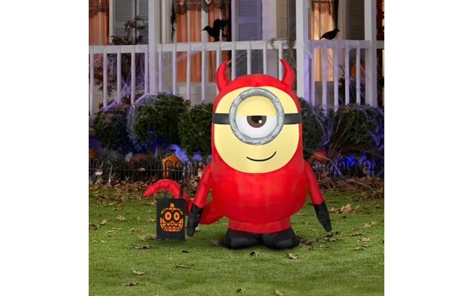National Tree Company Halloween Inflatable Decoration Red Minion Dave Self Inflating Plug In 42 Inches - 42 In