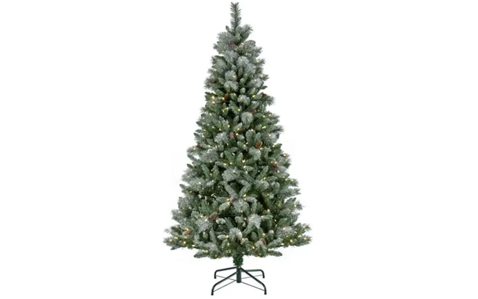National Tree Company Pre-lit Artificial Slim Christmas Tree Green Snowy Conconully Pine Cones 400 Warm White Led Lights
