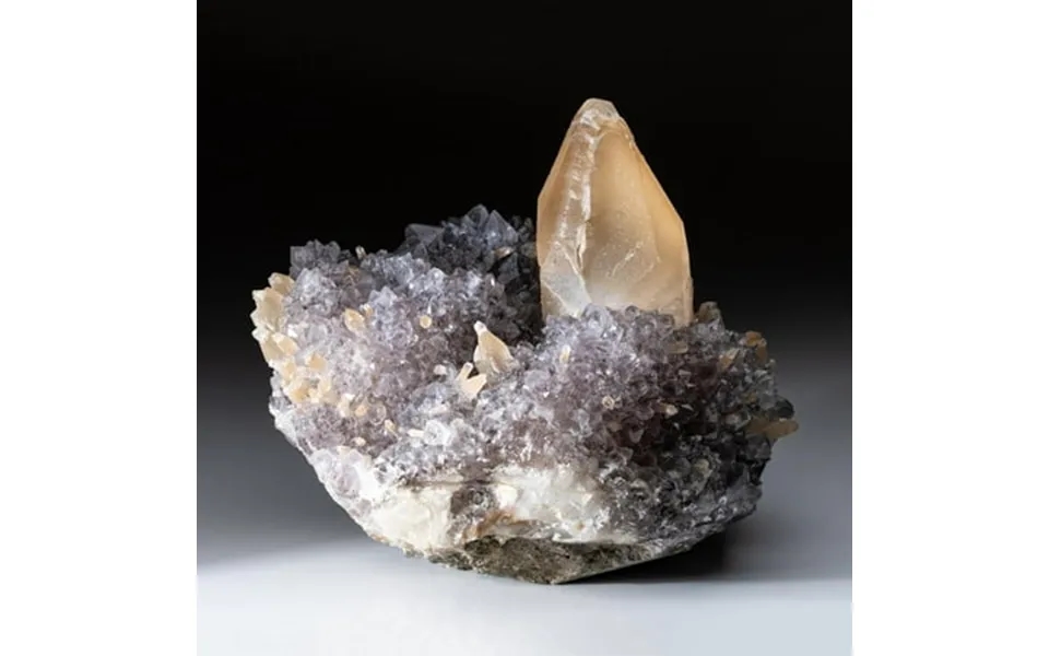 Natural Calcite Crystal On Amethyst Cluster 12.4 Lbs