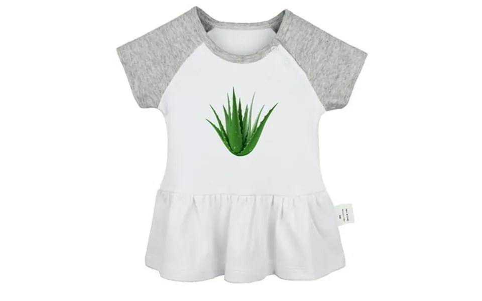 Nature Aloe Vera Pattern Dresses For Baby Newborn Babies Skirts Infant Princess Dress 0-24m Kids Graphic Clothes Gray Ra
