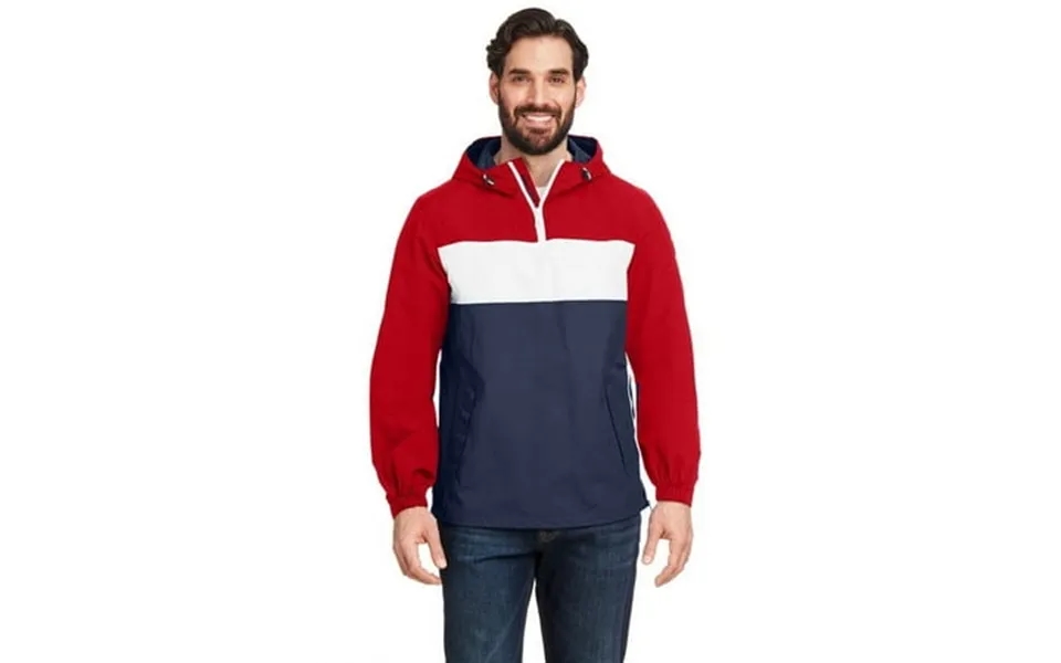 Nautica B15128708 Windward Anorak Hooded Quarter-zip Jacket - Red White & Navy