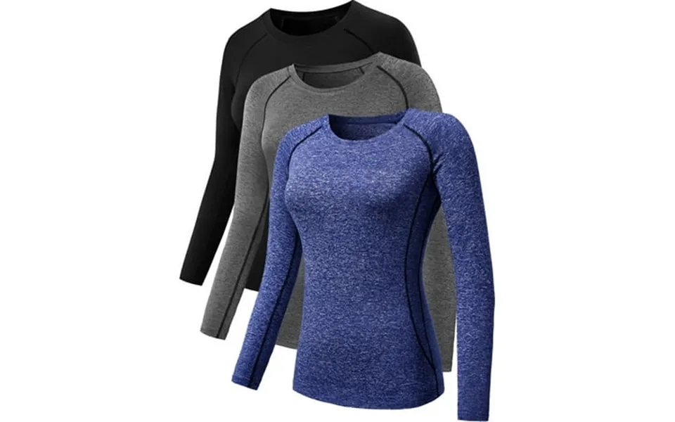 Neleus Womens Compression T Shirt Yoga Athletic Dry Fit Long Sleeve 3 Pack Black Gray Blue Us Size Xl
