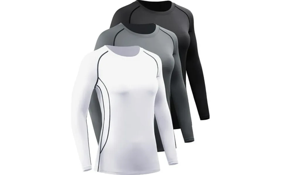 Neleus Womens Compression T Shirt Yoga Athletic Dry Fit Long Sleeve 3 Pack Black Gray White Us Size S