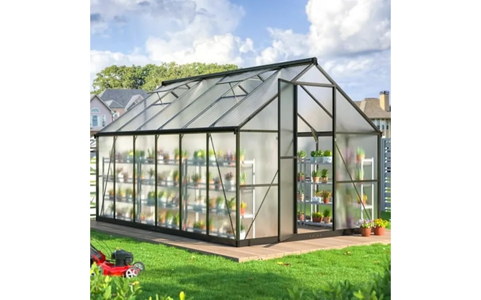 Netaje 12 X8 Outdoor Greenhouse Walk-in Polycarbonate Green House With Aluminum Frame For Backyard