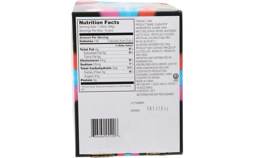 New 805773 Flash Pop Candy W- Light Asst Flvrs 12-pack Hard Candy Cheap Wholesale Bulk Candy Hard Candy Other Shapes