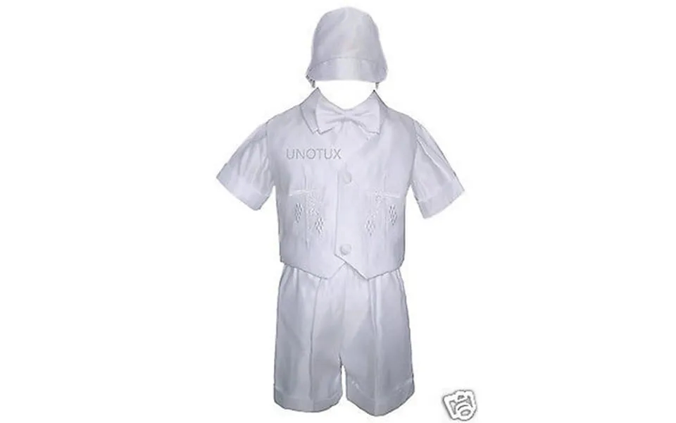 New Boy Baby Toddler Christening Baptism Communion Formal Vest Suit W Cap S-4t