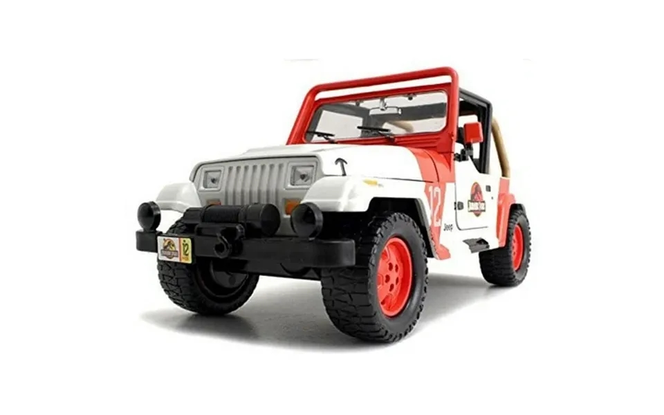 New Jada Jurassic World Jp Staff Jeep Wrangler 1 24 Scale Diecast Model Car White Orange Display Version
