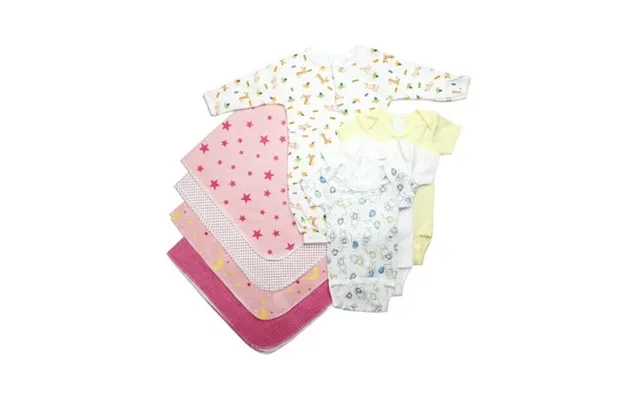 Newborn Baby Clothes Set 8pc Layette Gift - Soft Cotton Onesies Bibs & Hats For Girls product image