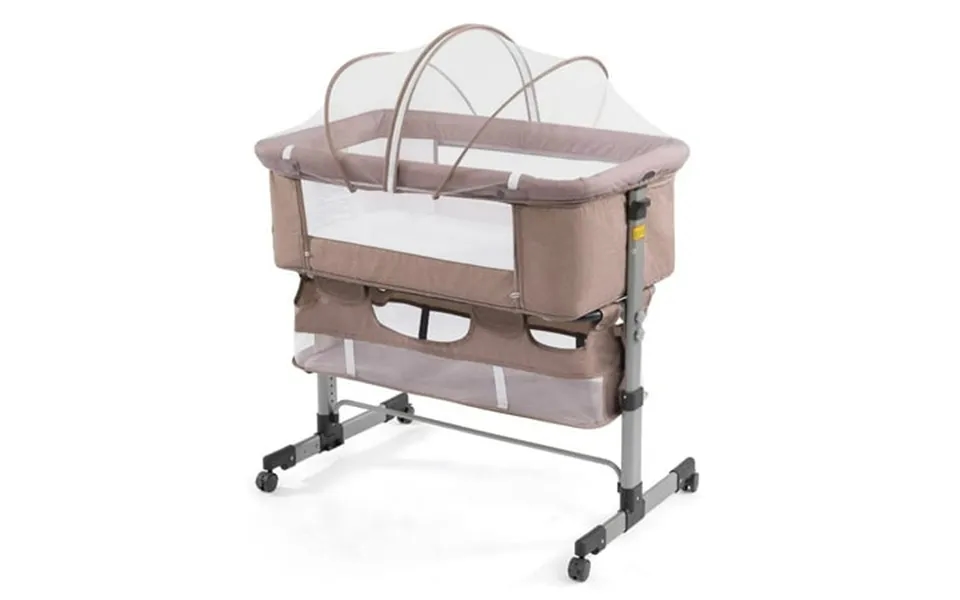 Newlake 3 In 1 Bassinet For Baby Easy Folding Height Adjustable Bedside Sleeper Beige